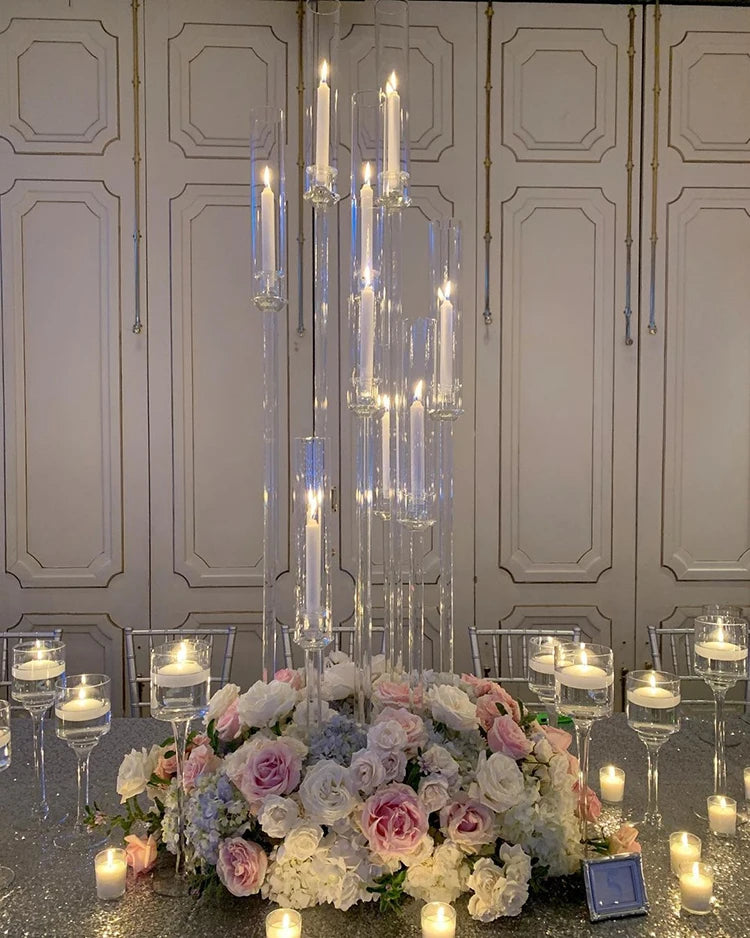 American Popular Sale 10 Heads Gold Candelabra Table Centerpiece Wedding Centre Table Decorations Candle Sticks