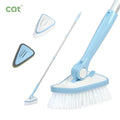 Hot Selling 2-in-1 Tile Cleaning Scrubber Brush Sponge Head with Extendable Handle Stiff Bristles for Bathroom Use