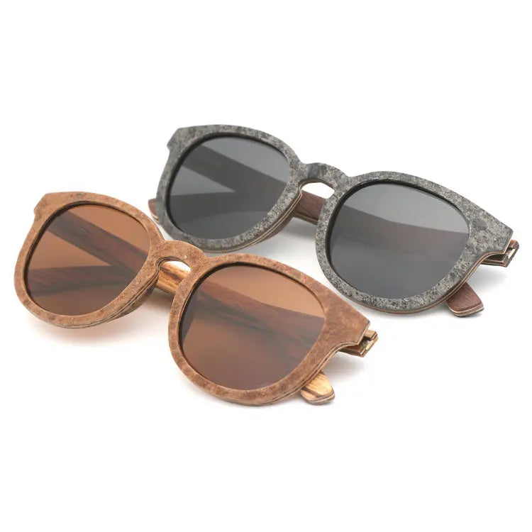 New Trending Polarized Stone and Wooden Eco Friendly Custom logo Round Bamboo Sunglasses