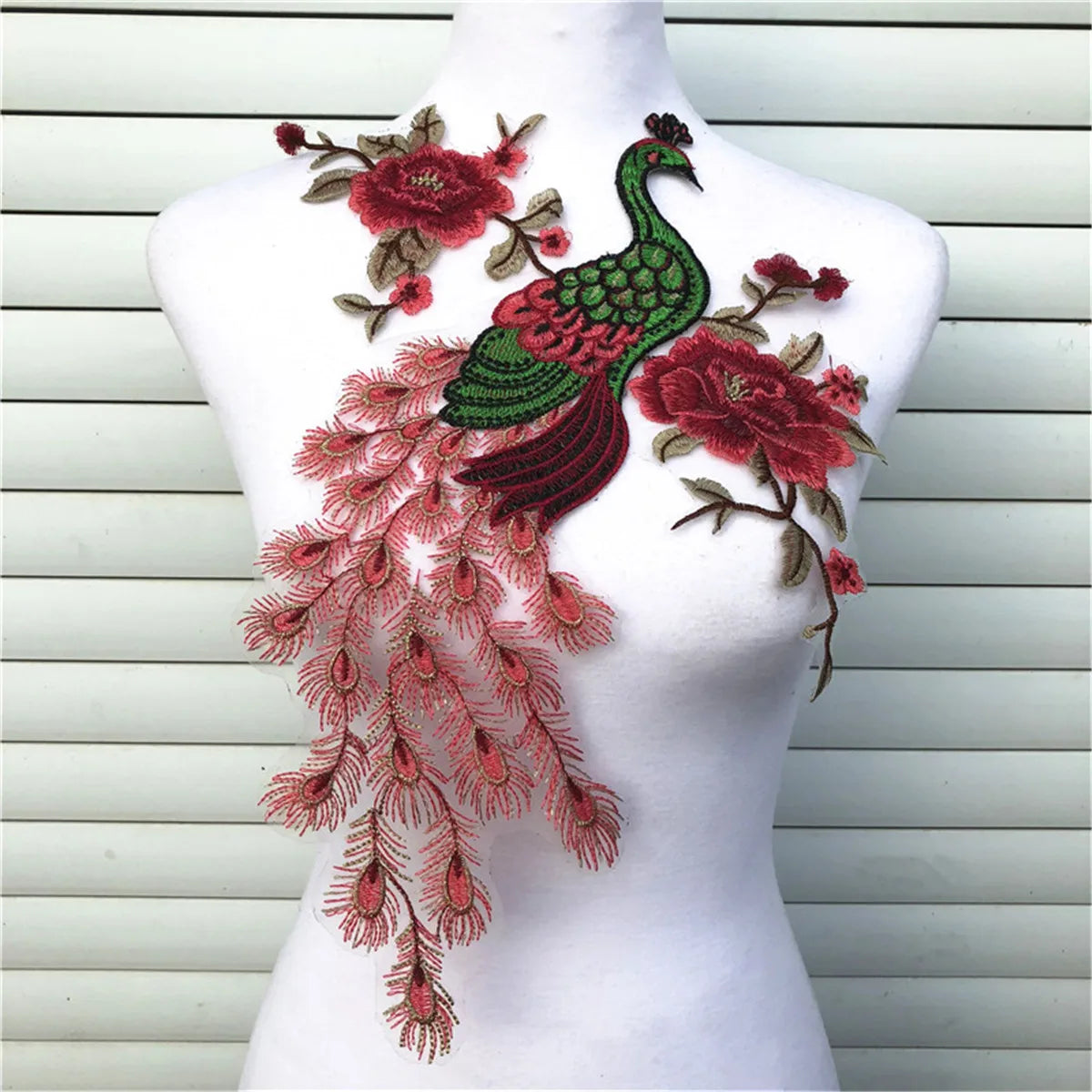 Fabric Sequin Peacock Embroidery Lace Sewing Applique Lace Collar Neckline Applique DIY Craft