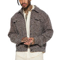 YUCHEN Chocolate Custom Men Boucle Plus Size Shacket Crop Wool Tweed Trucker Jacket Man