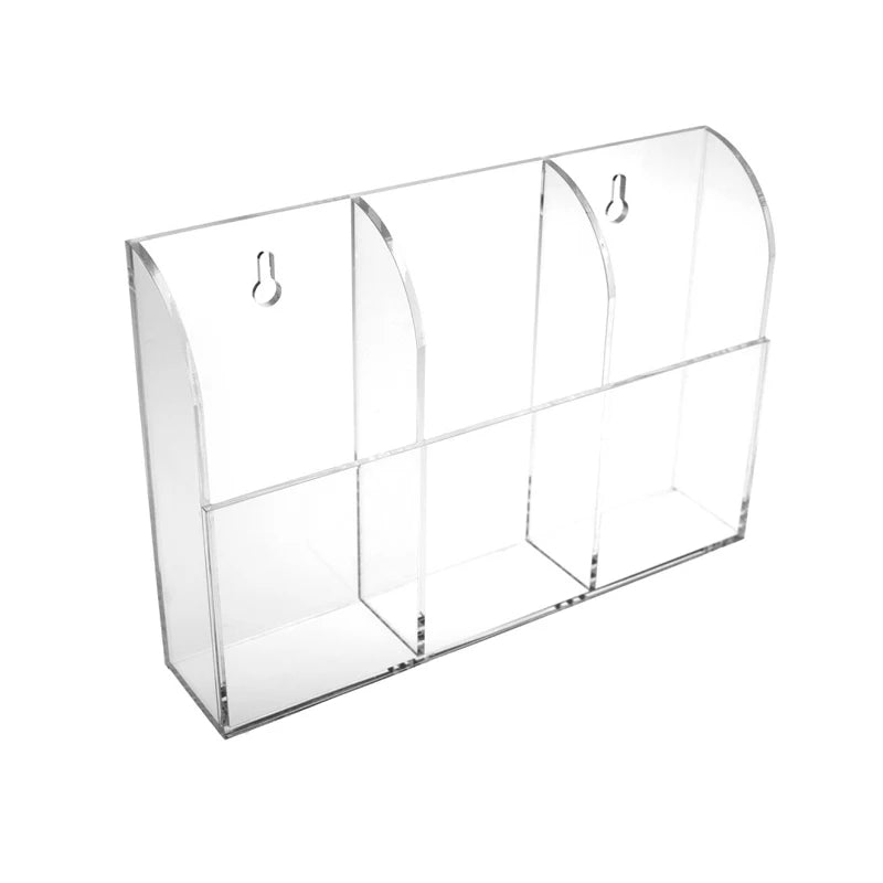 3 Compartments Acrylic TV Remote Control Holder Acrylic Storage Rack Acrylic Wall Mount Phone Holder