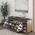 HANYEE Modern Indoor Wooden Shoe Cabinet With Stool Simple Storage Living Room Furniture Change Feature for Home Bedroom Use