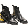 Trendy Handmade chelsea Boots Men Shoes Custom Buckle Three Monk Strap Ankle Winter Men Boots Business Formal Party Men's Boots
