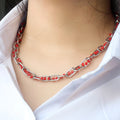 Fashion Chain Necklace Women Clavicle Wedding Circle Black Stainless Steel Necklace Jewelry 45.5cm Red Black Acrylic