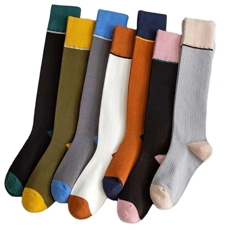 WUYANG FACTORY Autumn and Winter New Ins Student  Knee-length Socks Cotton Slimming Women's Long Socks