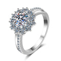 Elegant S925 Sterling Silver Moissanite Sunflower Wedding Rings Luxurious Jewelry
