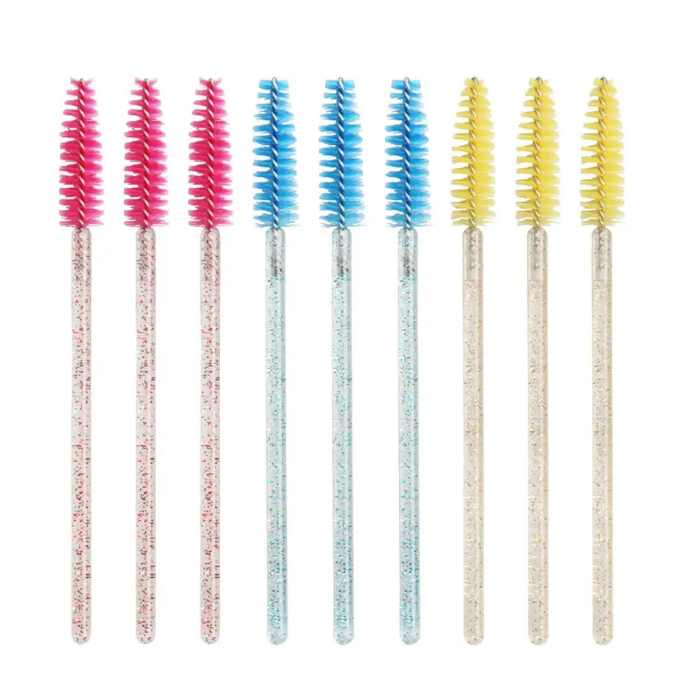 50pcs Disposable Brush Crystal Eyelash/Eyebrow Makeup Brush Diamond Handle Mascara Wands Eyelash Extension Tool