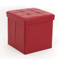 Seat Home Red Leather Shoe Changing Stool Foldable Ottomans Footrest with Storage
