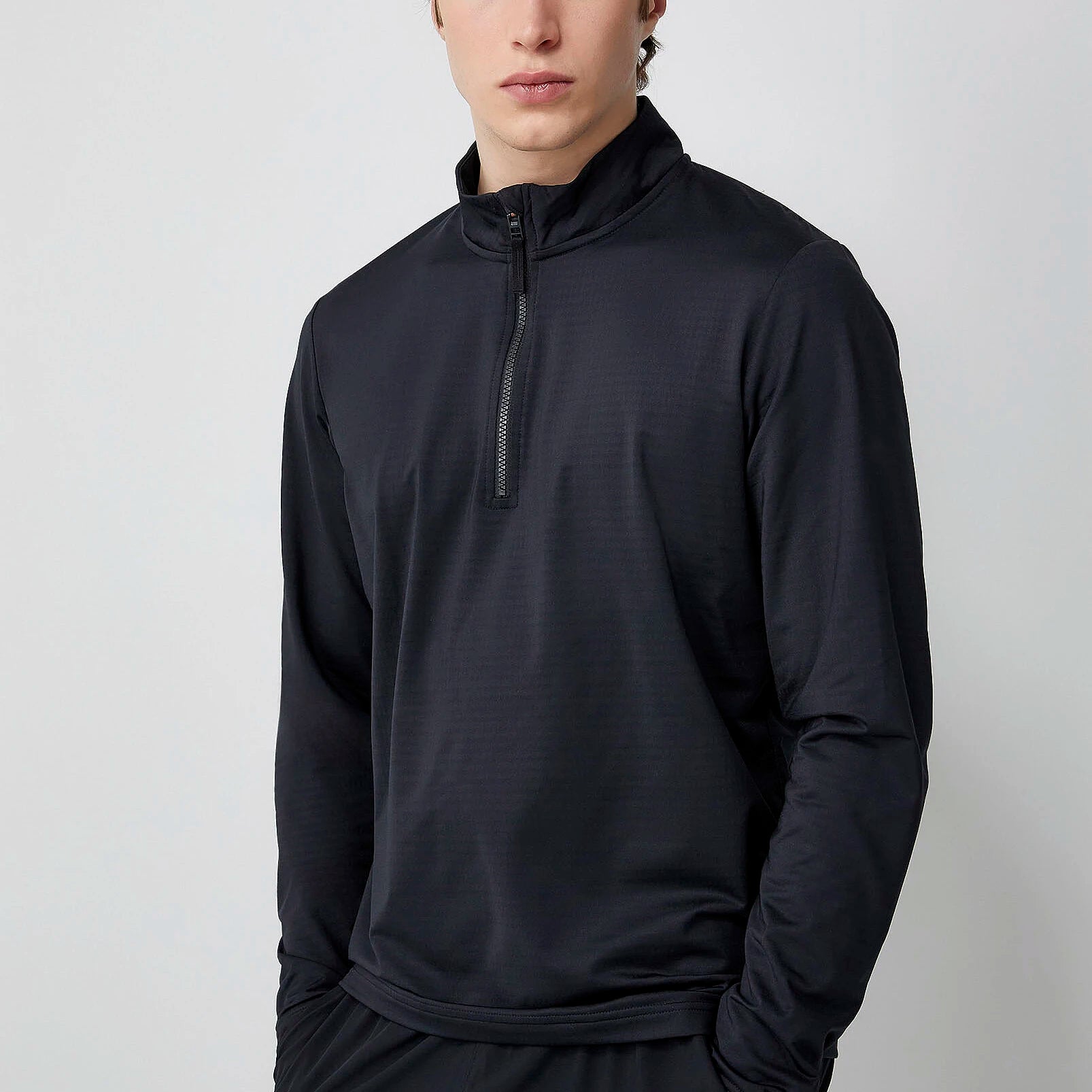 Custom Men's Half Zip Mock Neck 91% Polyester 9% Elastane Moisture Wicking Golf Sweater