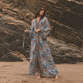 Printed Beach Cardigan Wholesale V Neck Tie Kimono Custom logo Bikini Cover up Factory Directly