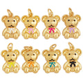 Latest Cute 18K Brass Gold Plated Charm PendantTrendy Colourful Bear Jewelry Necklace Bracelet Making Wholesale Supplies M85