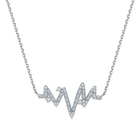 Fashion Lifeline Pulse Heartbeat ECG Necklaces 925 Sterling Silver Women Necklaces Jewelry