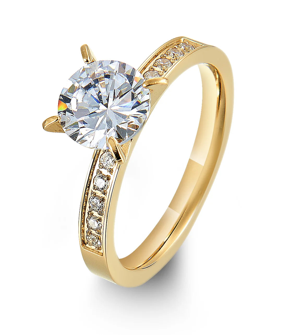 18k Gold Plated Woman Solitaire Cz Diamond Wedding Engagement Rings for Women Anello Fidanzamento Bague Anillos Eheringe Anel