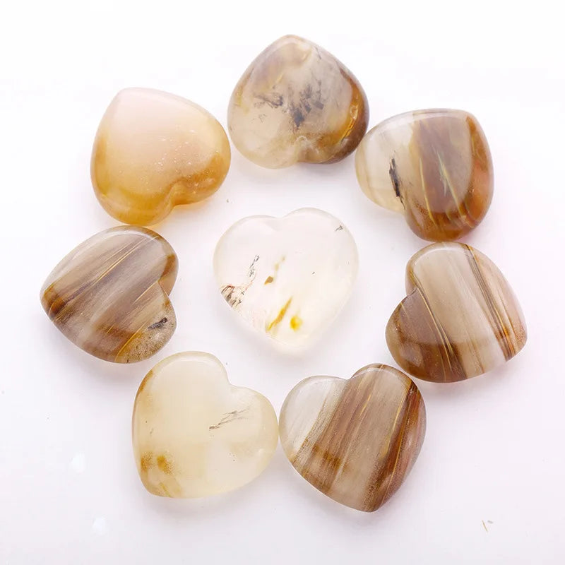 2026 STOCK ITEM 30mm Natural Puffy Birthday Gemstone Agate Heart