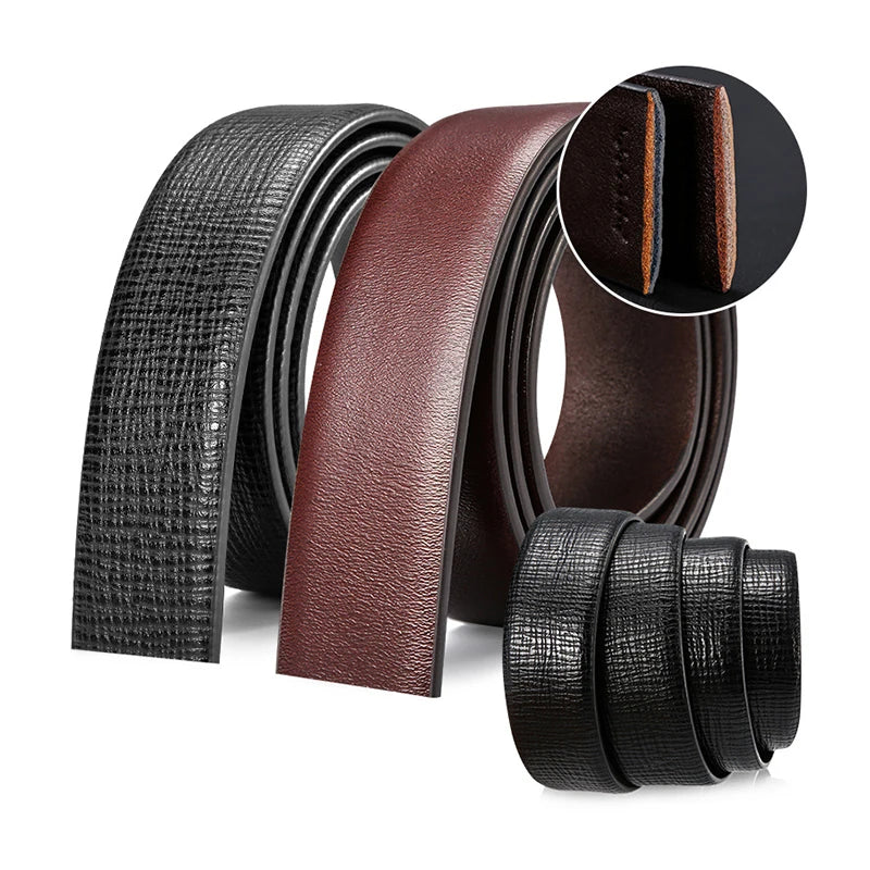 Wholesale 3.5CM Classic Ivory Cowhide Leather Belt Body Real Leather without Alloy Buckle