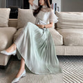 Ladies Long Skirts Ankle-Length Summer Solid Elegant Skirt Summer Casual Women High Waist A-Line Skirt