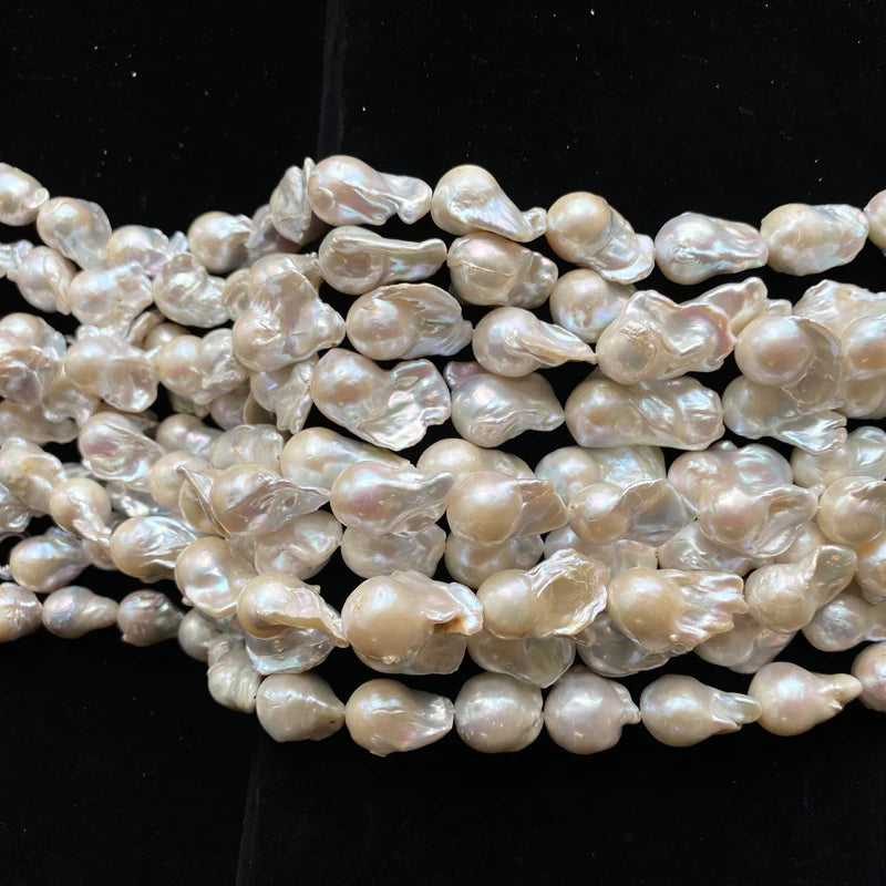 Nucleated Large Size Baroque Pearl Necklace with Silver 925 Clasp 15-17mm Knotted Natural Freshwater Pearl Strands Chain