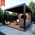 Bioclimatic Outdoor Garden Gazebo Sturdy Aluminum Motorized Waterproof Led Light Garden Patio Backyard Louvered Roof Pergola