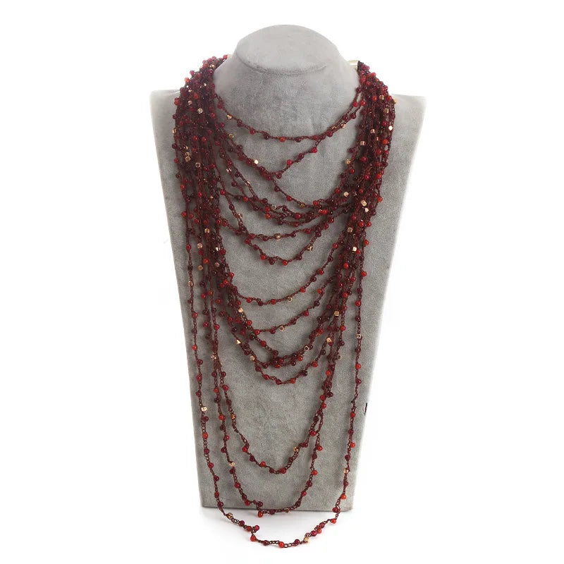 New Vintage Boho Chic Multi-layered Beaded Necklaces for Women Exaggerated Atmospheric Hand-woven Chokers Wholesale