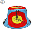 Bow Arrow Target Clock Pattern Fisherman's Hat Double Sided Retro Sunshade Hat Outdoor Versatile Printed Basin Hat