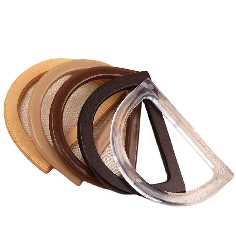 D-Shape Wooden Handles Handmade Purse Beach Bag Handbags Replacement for Straw Bag Hangers