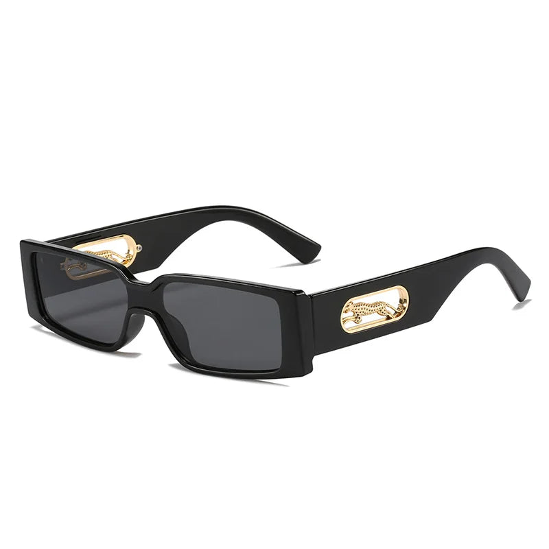 Retro Personality Candy Color Star INS Street Shot Ladies Square Polygon Metal Leopard Shades Rectangle Sun Glasses