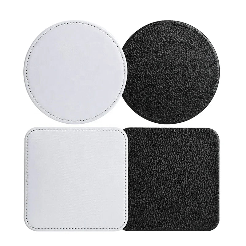 DIY Design Leather Coaster Customized Logo Car Coasters Sublimation Blank PU Leather Cup Coaster
