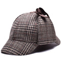 Detective Vintage Checked Beret Cap Unisex Cosplay Hat Two Brims Outdoor Casual Daily Use Polyester All Seasons