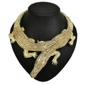 Exaggerated Latest Unique Animal Crocodile Shape Necklaces African Style Jewelry Fashion Rhinestone Beads Choker Torques