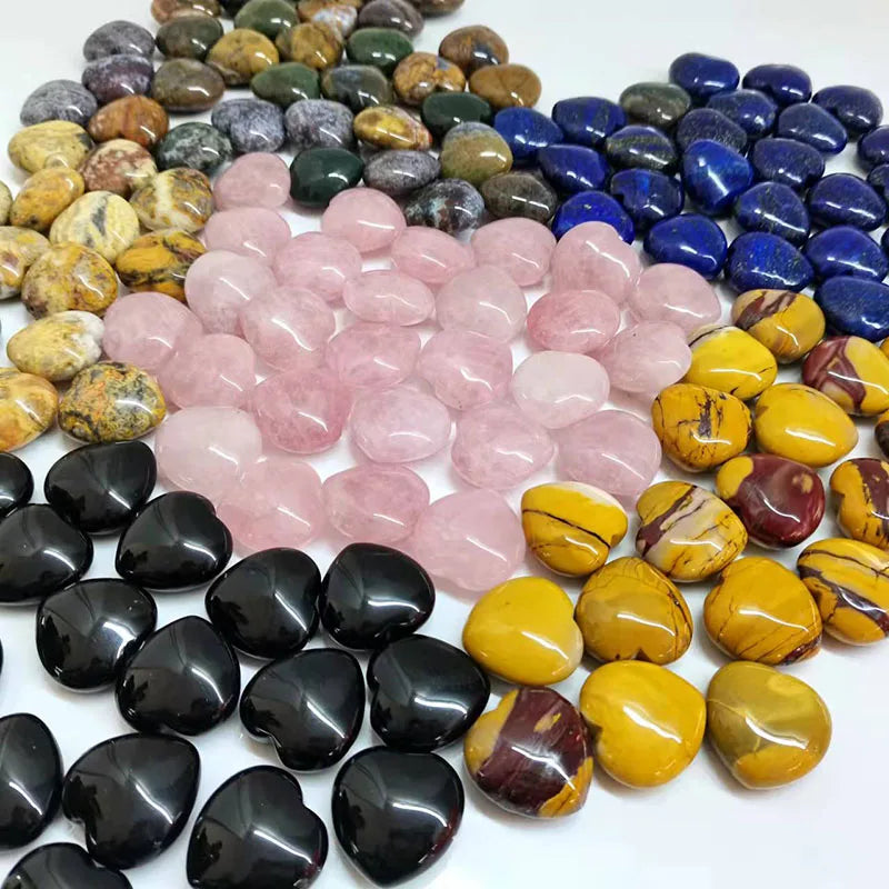 3CM Natural Quartz Crystal Stone Chakra Hearts Healing Crystal Hearts Pendant for Gifts