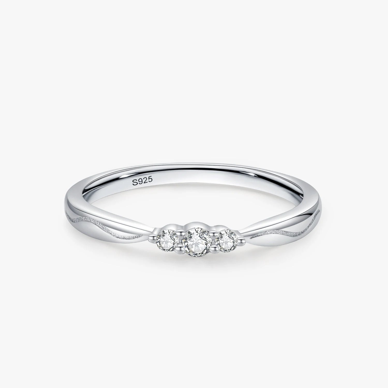 Ailmay Minimalist Design Sparkling Zirconia Finger Ring Real 925 Sterling Silver Female Wedding Statement Fine Silver Jewelry