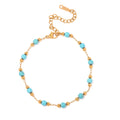 Waterproof 18K Gold Plated Stainless Steel Bracelet Jewelry Set Mulit Turquoise Choker Necklace for Girls