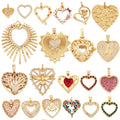 Classics Love Heart Cubic Zirconia Charm PendantFashion Heart Shape Hollow 18K Gold Plated Colourful Craft Jewelry Supply L38