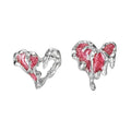 Hot Selling Sakura Pink Sweetheart Series Asymmetric Earstuds Female 925 Sterling Silver Earrings Sweet Cool Heart Earrings