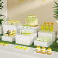 SHP Custom Acrylic Box Sets White Buffet Wedding Party Plinth Food Stand Acrylic Display Riser