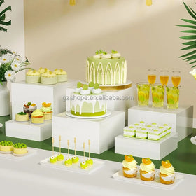 SHP Custom Acrylic Box Sets White Buffet Wedding Party Plinth Food Stand Acrylic Display Riser