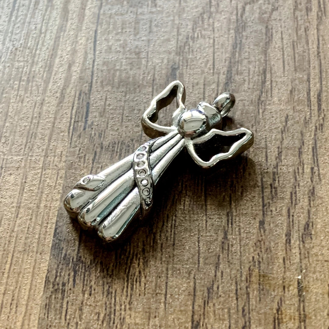 Crystal Angel fairy Memorial Ash Urn Necklace Cremation Jewelry Stainless Steel Ashes Pendant Cremation Pendant Angel Urn Ashes