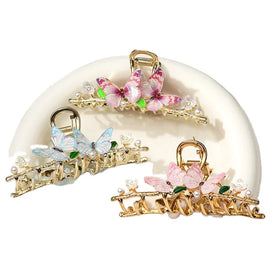 MY 11.5cm Blue Pink Custom Shape Heart Metal Butterfly Claw Clip Hair Accessories for Women Cute Bow Fashion