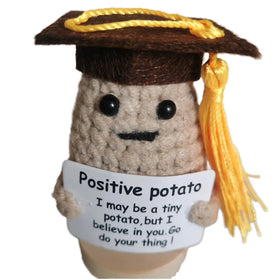 Toplin Handmade Crocheted Wool Cucumber Pickle Potato Doll with Graduation Cap New Arrival Positive Novelty Gifts