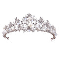 New Design Silver Handmade Bridal Rhinestone Pearl Crown Headband Hair Accessories Wholesale