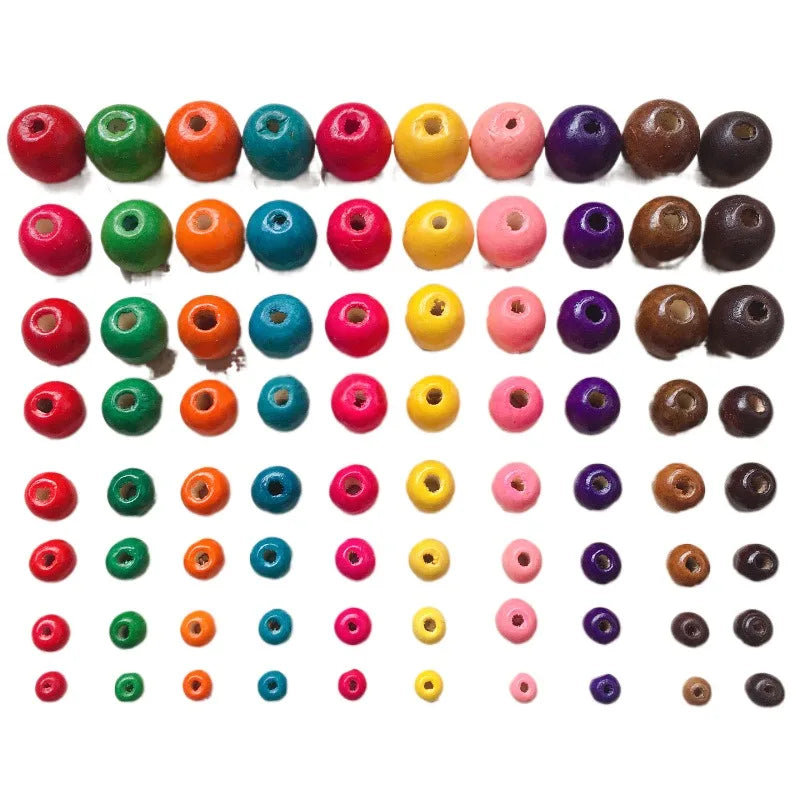 Wholesale Colorful Round Wooden Wood Beads Natural Wood for Jewelry Making Diy Craft Natural Color