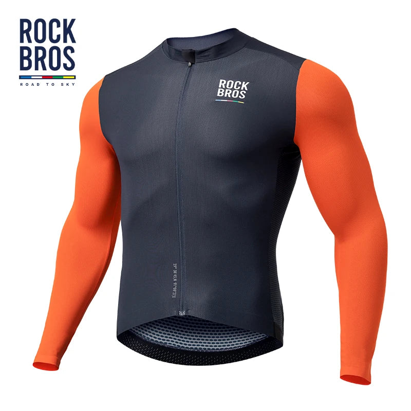 ROCKBROS Road for Sky Series Cycling Jersey T-shirts Customizable Quick Dry Long Sleeve Men's Breathable Bike Jersey