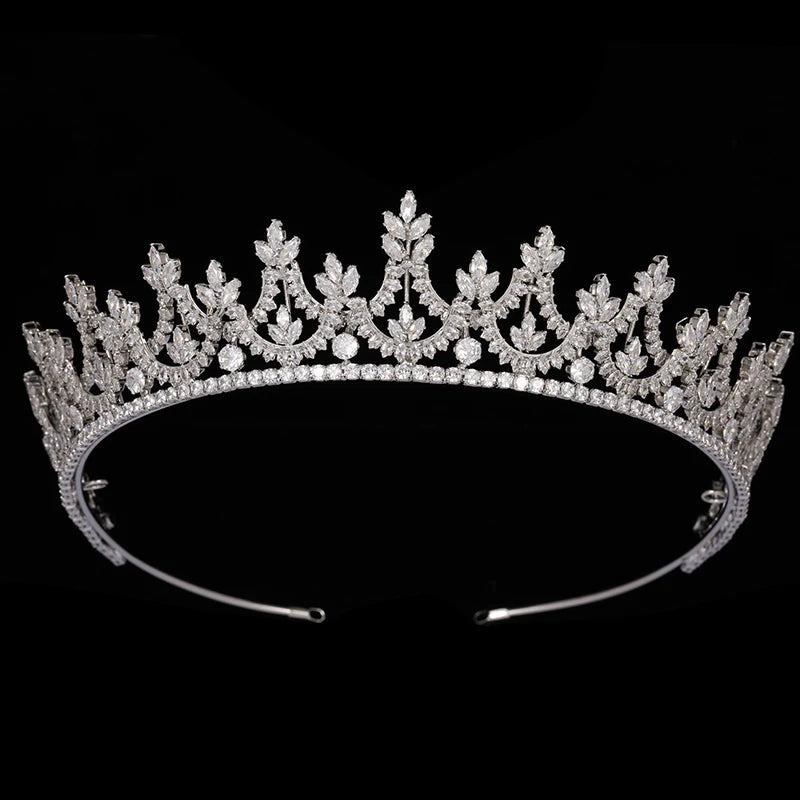 AAA+ Cubic Zircon Tiara Simple Classic Flower Headwear Hair Accessories Jewelry Crystal Women Dress Cute Gift BC7028