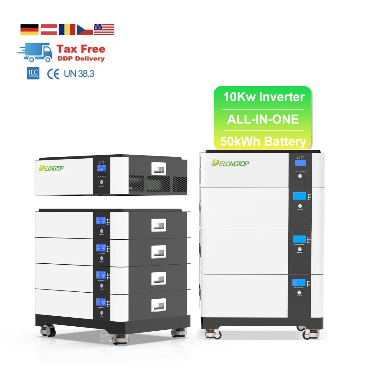 EU Stock All-in-One Inverter And Battery Lithium 15Kwh Stackabale 48V 300Ah 314Ah UL LifePO4 Battery 15Kwh with 10Kva Inverter