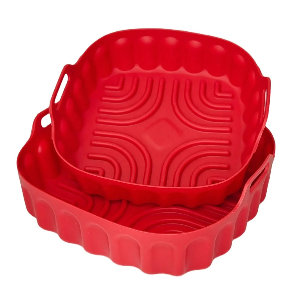 CHENGKE Reusable Accessories Air Fryer Silicone Mold Kitchen Oven Baking Trays Pizza Plate Grill Pan Fried Chicken Home Kitchen