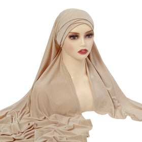 CCY Wholesale 2024 Ladies Muslim Instant Hijab Scarf Forehead Cross Islamic Turban Head Wrap for Women