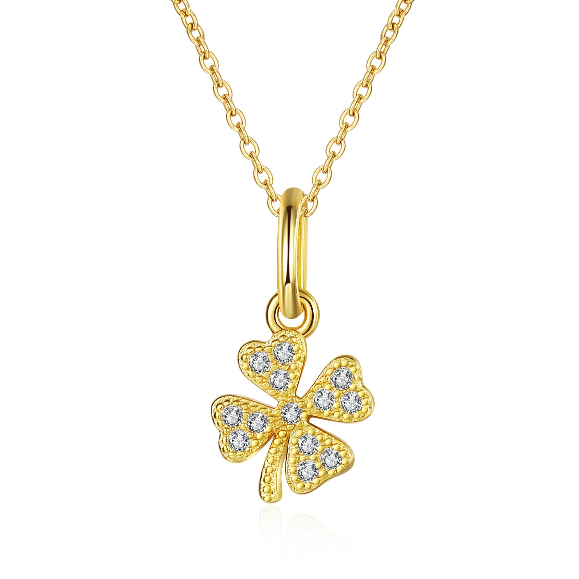 Wholesale Sterling Silver Jewelry Charm Woman Lucky Clover Pendant Necklace 925 Silver Four Leaf Clover Necklace