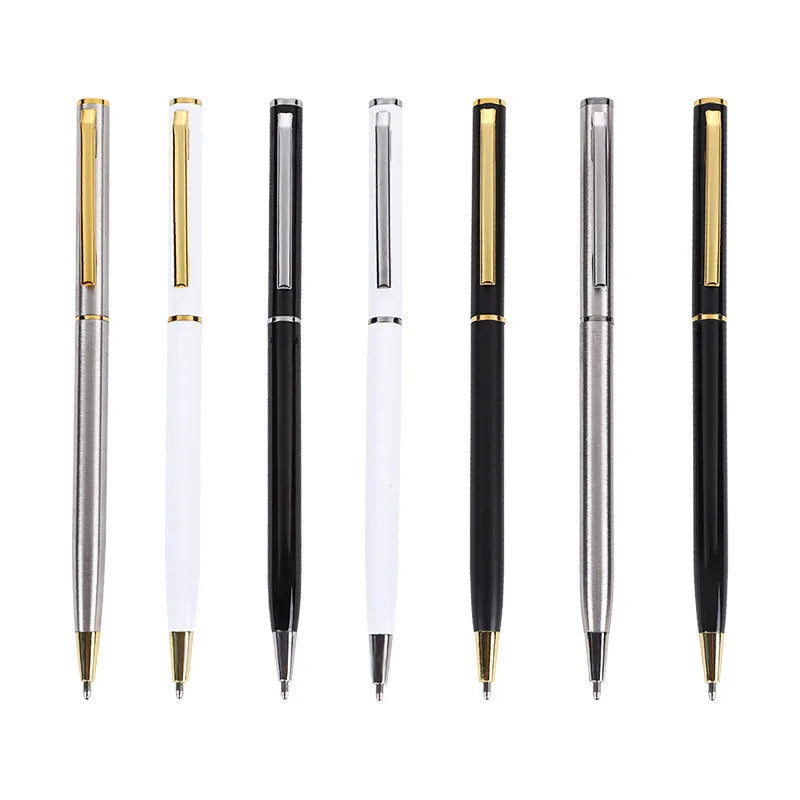 Custom Logo Luxury Slim Metal Ballpoint Pen Hotel Advertising Twist Style Sports Banner Design 1.0mm Writing Promotional Pen