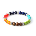 Charm 7 Chakras Gold Plated Beaded Bracelet Reiki Healing and Balancing round Beads Unisex for Women and Men for Wedding Gift